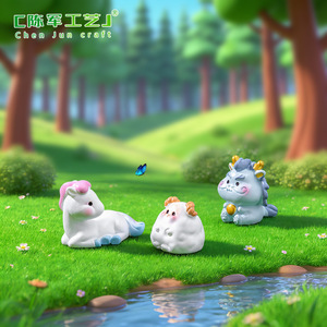 Bonsai in miniatura Weij con dodici ornamenti in resina colorata dei segni zodiacali cinesi: Ratto, Bue, Tigre, Coniglio, Drago, Serpente, Cavallo, Capra - Product Image 4