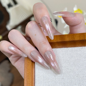 Summer Wear High-End Cat Eye Blush Gradient Nail Stickers Xiaohongshu Hot Girl Super Fairy Fake Nails - Product Image 3