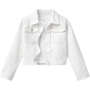 Veste en jean pour fille FOXA, boutonnée, manches longues, blanche, style streetwear - Product Image 1