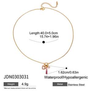 Collier pendentif avec breloques en zircon rose en forme de cœur creux romantique J&<span class=keywords><strong>D</strong></span>, 3 en 1 - Product Image 6