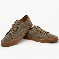 Chaussures décontractées rétro en daim faites à la main pour hommes - Style skate, confortables, tendance, toutes saisons, doublure en cuir de vachette