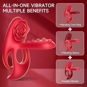 Anneau pénien vibrant pour hommes avec stimulation clitoridienne et anale, 10 <span class=keywords><strong>modes</strong></span> de vibration avec stimulateur G-spot - Product Image 5