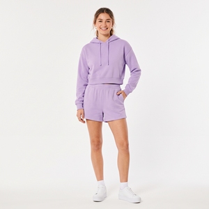 Sudadera con Capucha Corta Informal para Mujer, Estilo Verano, Color Sólido, OEM, ODM, Venta al Por Mayor de Fábrica, Bordado Personalizado con Logotipo, MOQ Bajo - Product Image 3