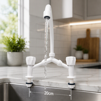 Robinet mélangeur de salle de bain moderne blanc en plastique à double poignée, à poser sur le plan, avec cartouche céramique et 2 trous