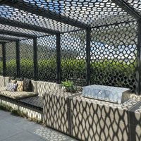 Kit de pergola en aluminium découpé au laser CNC avec panneaux de toit en polycarbonate givré, modernité, intimité et lumière diffusée
