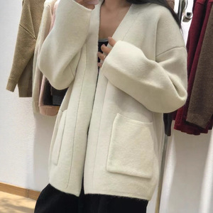 JAC22 A2300 <span class=keywords><strong>Cardigan</strong></span> en tricot élégant et tendance pour femme, ample, doux, haut de gamme, polyvalent, long, anti-boulochage - Product Image 3