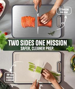 Ensemble de 3 planches à découper en titane personnalisées, design double face, non toxiques, planches à découper de qualité alimentaire M/L/XL pour la préparation des aliments - Product Image 3