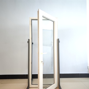 Portes battantes à double battant en <span class=keywords><strong>PVC</strong></span> blanc <span class=keywords><strong>pour</strong></span> patio extérieur, design en <span class=keywords><strong>PVC</strong></span> avec verre, <span class=keywords><strong>porte</strong></span> française <span class=keywords><strong>pour</strong></span> balcon et salon - Product Image 1