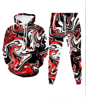 Ensemble de survêtement pour homme, été, 2 pièces, séchage rapide, streetwear, imprimé fluide 3D, sweat-shirt à capuche et pantalon, ensemble décontracté pour le sport