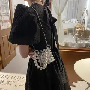 Fancy Handmade Resin Pearls Handbag Women Waist Bags Ladies Beaded Purse Wholesales from China OEM Factory