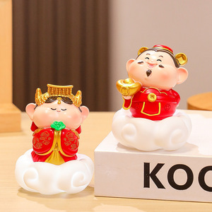 Figura de resina de la Hada de la Suerte y el Dios de la Riqueza, adorno de escritorio iluminado para la decoración de Feng Shui del Año Nuevo Chino - Product Image 3