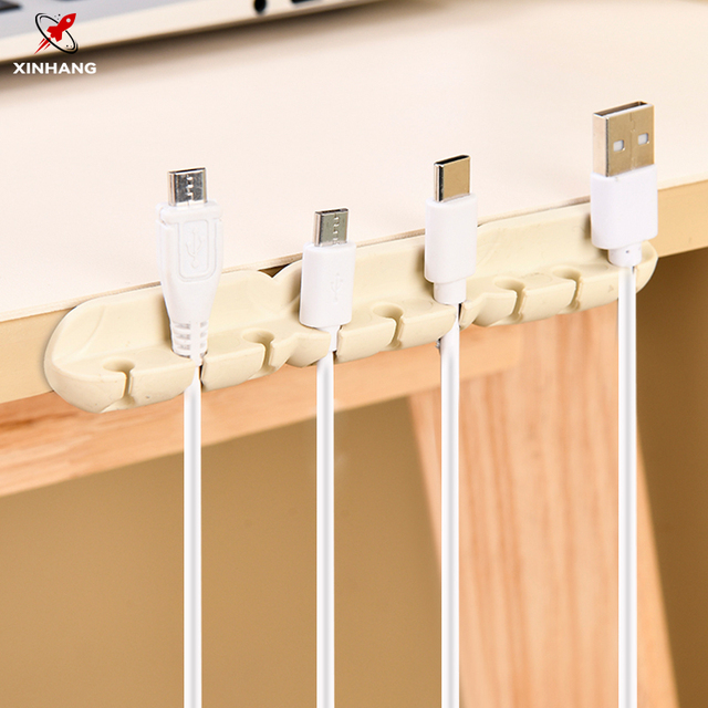Xinhang Desktop Cable Wire Organizer Holder Silicone Sticky Clips Cord Management Usb Charging Cable Organizer