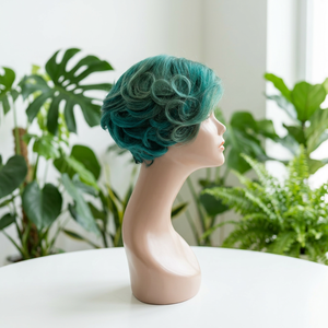 วิกผม FH 5x5 แบบปิดด้านข้าง ทรงพิกซี่คัท  ไม่ต้องใช้กาว  วิกผมหน้าผากลูกไม้สีเขียว ผมแท้ 100% วิกผมสั้นทรงพิกซี่ - Product Image 2