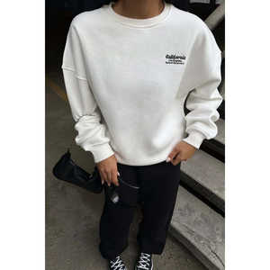 Sudadera con Capucha de Seda Blanca para Mujer, con Estampado en la Espalda, Técnica de Bordado, Larga, para Invierno, Talla Única - Product Image 2