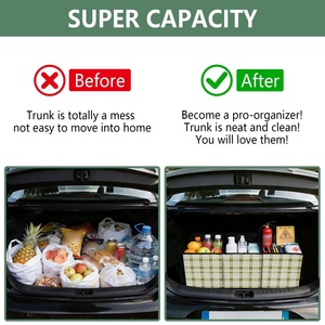 Hawaiian Palaka Print Car Grocery Bags Stand up Tote Box Custom Reusable Foldable Nylon Shopping Tote Bag with Handle - Product Image 5