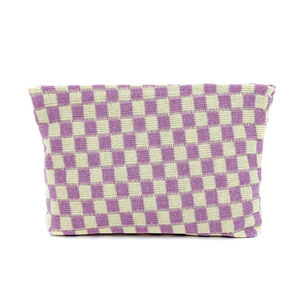 Sac à carreaux tricoté - Trousse de toilette multifonctionnelle grande capacité, pochette portable en tissu tricoté doux - Product Image 6