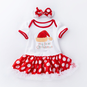 Robe de Noël à manches courtes pour bébé, ma première <span class=keywords><strong>tenue</strong></span> de Noël, barboteuse, ensemble de vêtements pour bébé fille - Product Image 5