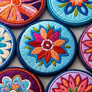 Handmade Embroidered Flower <b>Patches</b> Circle <b>Sew</b>-<b>On</b> Applique Decorative Fabric <b>Patch</b> Gift - Product Image 1