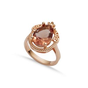 Anillo de racimo de piedra CZ redonda con forma de pera de sultanita, venta al por mayor, joyería de plata de ley 925 hecha a mano turca - Product Image 6