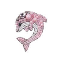Patch perlé décoratif de réparation de trou à coudre en PVC fait à la main exquis motif de baleine 3D animal marin de coeur pour vêtements chaussures