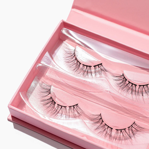 A casa crea il tuo marchio di ciglia all'ingrosso Black Clear Band Strip Lashes 3D Faux Mink Pre Cut Segment Lashes - Product Image 4
