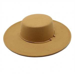 Chapeaux Fedora Unisexe en Polyester/Coton à Bord Large de 10 cm, Imprimés Couleur Unie, Nouveauté Automne-Hiver, Épais et à Calotte Plate, pour Hommes et Femmes, Idéaux pour les Fêtes Décontractées - Product Image 1