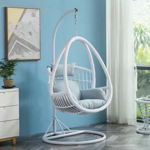 Meubles d'extérieur, balançoires de patio, balançoires suspendues en forme d'œuf, chaises <span class=keywords><strong>cocon</strong></span> avec support en métal, <span class=keywords><strong>chaise</strong></span> suspendue en rotin tressé pour l'intérieur et le jardin - Product Image 4