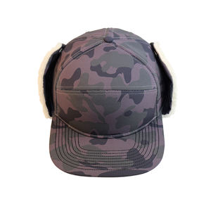 HS48 حافة مسطحة Snapback مقاومة للرياح الصوف مبطنة الأذن رفرف الفراء جندي بوليت شعار مخصص قبعة طيار الشتاء قبعات التزلج للرجال - Product Image 3