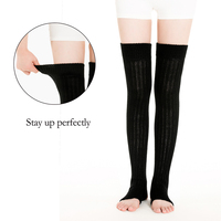 AOTOLK jambières femmes Sexy chaussettes sur le genou bas hiver chaud doux guêtres Leggings creux pied talon femme longue chaussette
