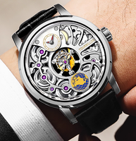 Montres mécaniques haut de gamme à cadran squelette et tourbillon, en acier, pour hommes d'affaires, conçues et fabriquées en usine en séries, pour marque privée