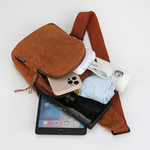 Nueva Bolsa de Pecho de Pana para Mujer, Multicapa, Gran Capacidad, Cierre de Cremallera, para Uso Diario, Estilo Bandolera - Product Image 3