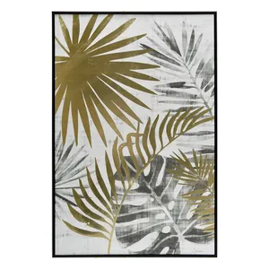 Golden Abstract Banana Leaf Painting 5D Crystal Porcelain Painting Color Leaf Diamond Porcelain Art Aisle Room Decoration