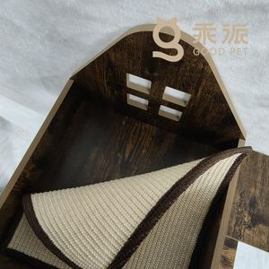 Cat Coçar Post Escalada Quadro Árvore Casa Moderna Torre De Luxo Arranhando Árvores personalizadas <span class=keywords><strong>Scratcher</strong></span> Wood Cat Trees - Product Image 2