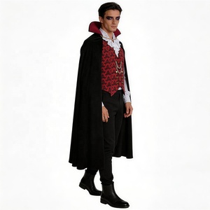 Costume da <span class=keywords><strong>Vampiro</strong></span> Classico per Uomo, Mantello Nero, Gilet Rosso con Colletto Alto, Outfit Gotico da Conte <span class=keywords><strong>Dracula</strong></span>, Abito per Halloween e Carnevale - Product Image 4