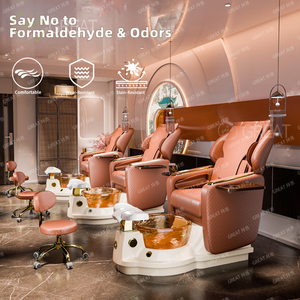 Neues Modell 2025 Bestseller Oranger Verstellbarer Salon-Manikürestuhl Elektrischer Luxus-Spa-Pedikürestuhl für die Fußpflege mit Massagefunktion - Product Image 2