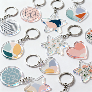Wholesale Custom Printed UV Acrylic Keychain-Clear Transparent Cartoon Anime Logo Waterproof Lightweight Design Pantone Colors