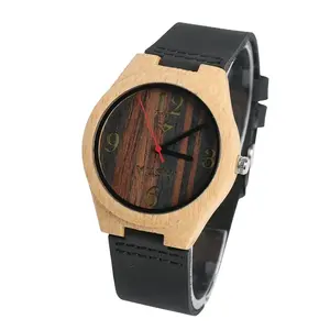 Holzuhr Männer Made in China erkek saat Luxus Bambus Holz Mann Uhren Leder Quarz Herren uhr für Geschenk