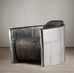 Silla de cuero Industrial Vintage marrón directa de fábrica hecha a mano para silla de ocio de aviador para muebles de habitación de cigarros Venta Directa - Product Image 5