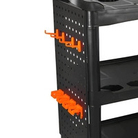 Chariot utilitaire à 3 niveaux en plastique, chariot à outils roulant, étagère de rangement en PP avec poche latérale pour l'atelier et le nettoyage