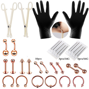 Kit de herramientas y agujas <span class=keywords><strong>para</strong></span> <span class=keywords><strong>piercing</strong></span> corporal de acero quirúrgico <span class=keywords><strong>para</strong></span> nariz, septum, labio, ceja, lengua, ombligo, pezón y aretes - Product Image 5
