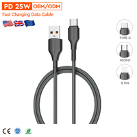 Câble de charge et de données pour téléphone portable LDNIO LS852 OEM en gros, accessoires de charge pour Android, 2M 25W Micro USB Type C pour PHONE 17
