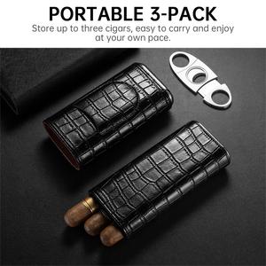 सिगार उच्च गुणवत्ता वाले चमड़े की ट्यूब सिगार के मामले में हुमडोर 3 उंगली सिगार यात्रा पोर्टेबल लक्जरी टिकाऊ - Product Image 5