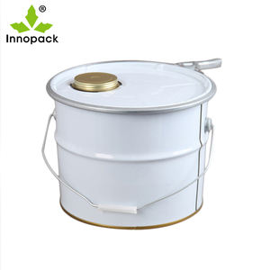 Cubo de metal de material de hojalata de capacidad de 10L directo de fábrica con asa y soportes de boquilla Impresión para uso decorativo de almacenamiento - Product Image 3