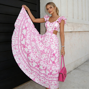 Vestido Elegante de Verano para Mujer, Estilo Bohemio, Estampado Floral, Falda Línea A con Cintura Alta, Sin Mangas, Estilo Casual, Falda de Playa - Product Image 5