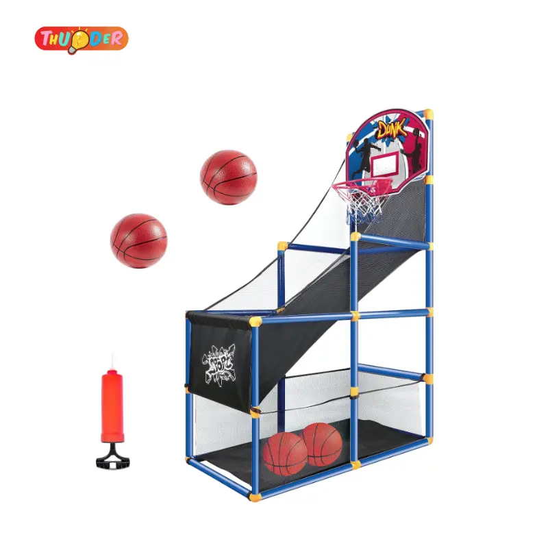 Ensemble de jeu de basket-ball d'arcade THUNDER BREAK avec 4 balles et cerceau pour enfants Indoor Outdoor Sport Play Pompe à air incluse