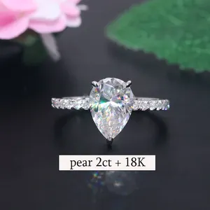 Yingma 14K bijoux en or massif bagues de mariage bague moissanite or 18K/9K/argent fantaisie 2ct moissanite bague de fiançailles pour les femmes