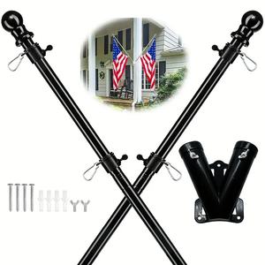 2,4 м наружный настенный пятисерзный флагшток из нержавеющей стали с защитой от ветра вращающееся наклонное Сращивание прочные флажки - Product Image 1