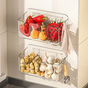 Wall Mounted Garlic Ginger <b>Storage</b> <b>Box</b> Rectangle Food Container Spice Rack Household <b>Kitchen</b> Organizer No Drilling Required - Product Image 1