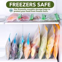 Sac Réutilisable en Silicone PEVA de Qualité Alimentaire Sans BPA, pour Stockage d'Aliments, Congélation, Fruits, Sandwichs et Collations pour Enfants