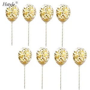 25 Stks/pak 5 Inch Goud Confetti Ballonnen Mini Clear Latex Ballonnen Birthday Party Cake Topper Decor B003S